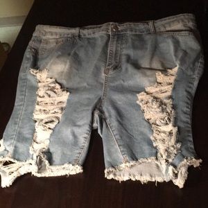 These are light blue, Jean shorts